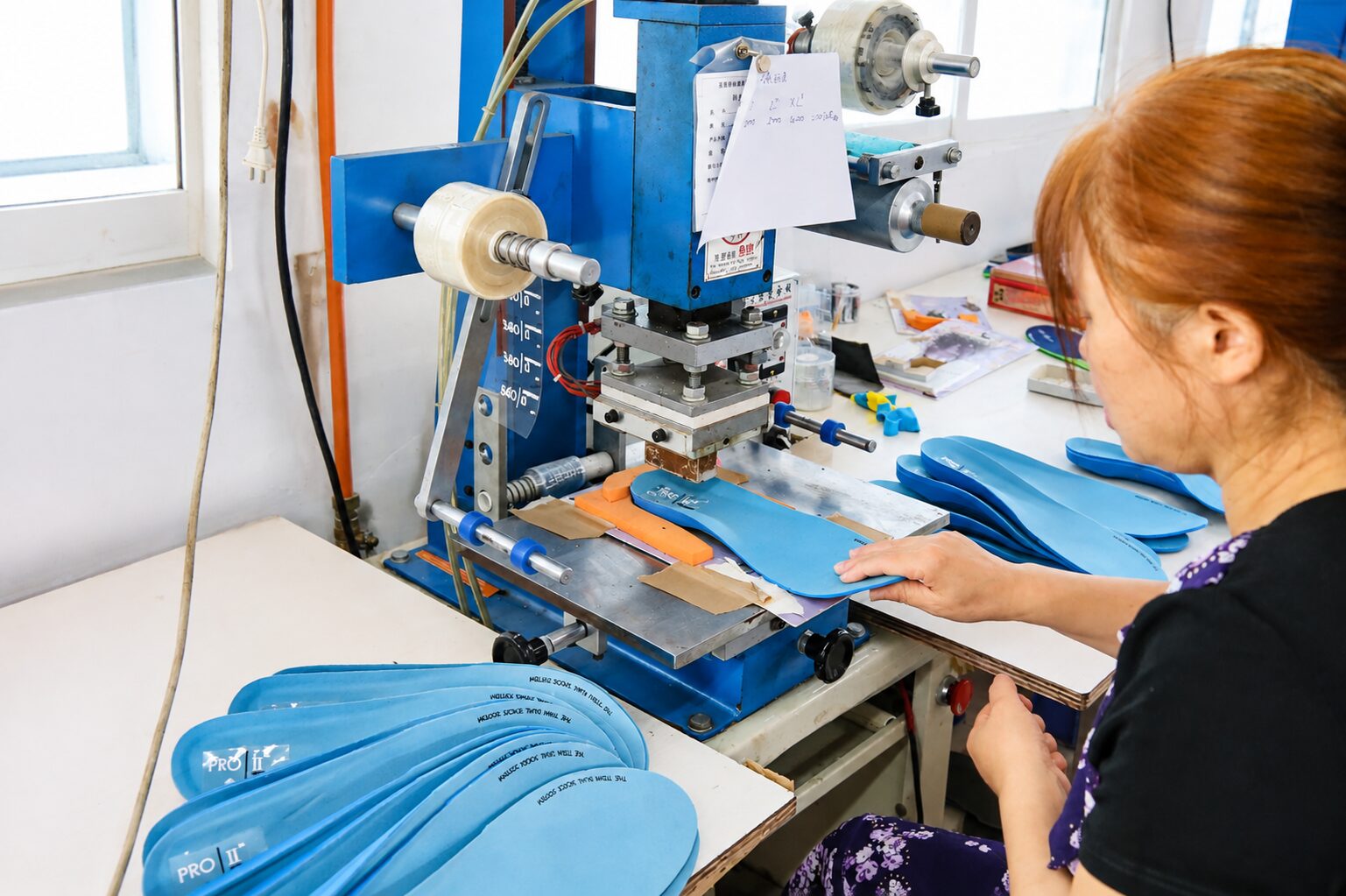 Related Goldsea PORON material, precision cutting, logo-transfer and packaging capability evidence; not a customer-project photo or outcome proof.